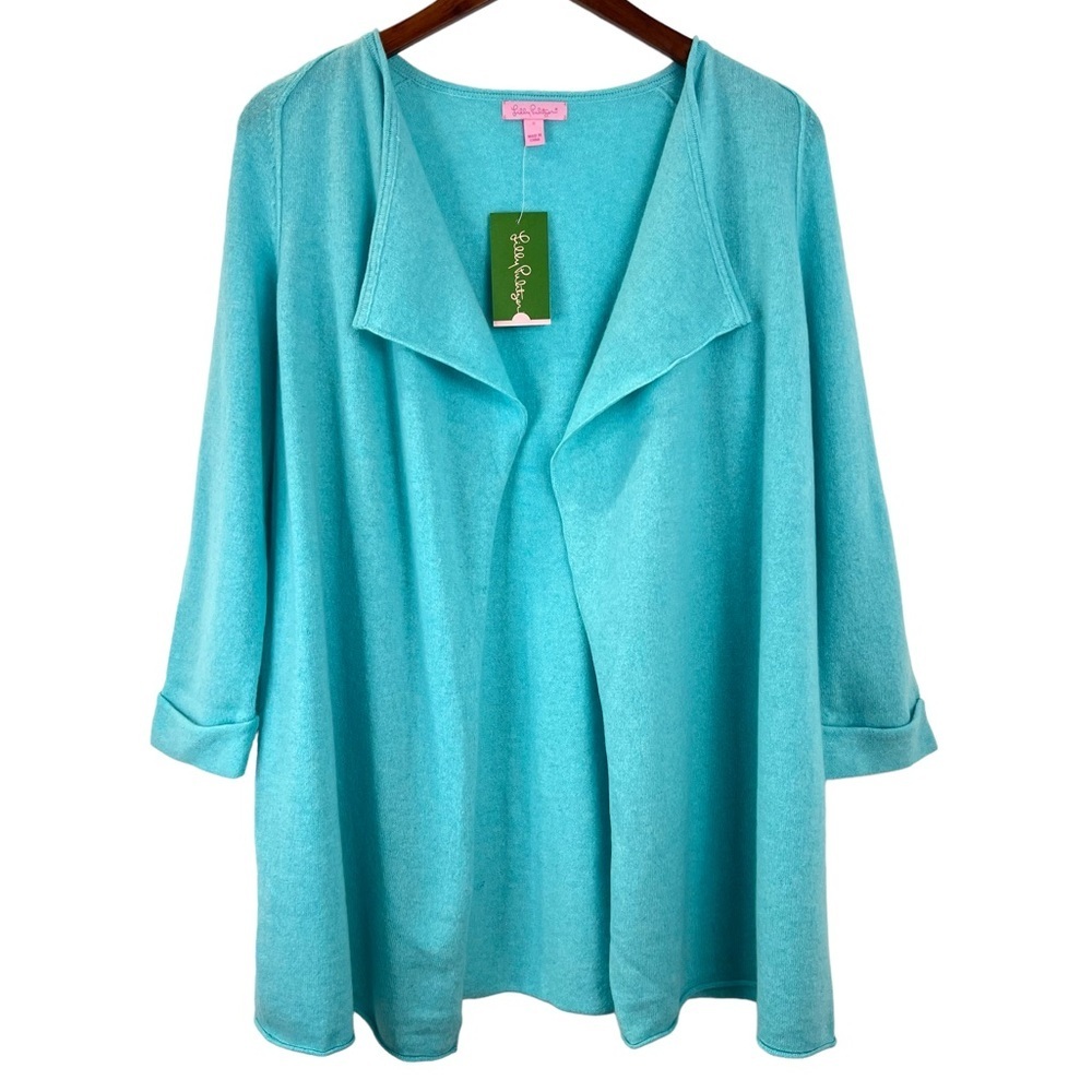 Lilly Pulitzer Oleander Cashmere Cardigan Sweater in Heathered Shorely B…